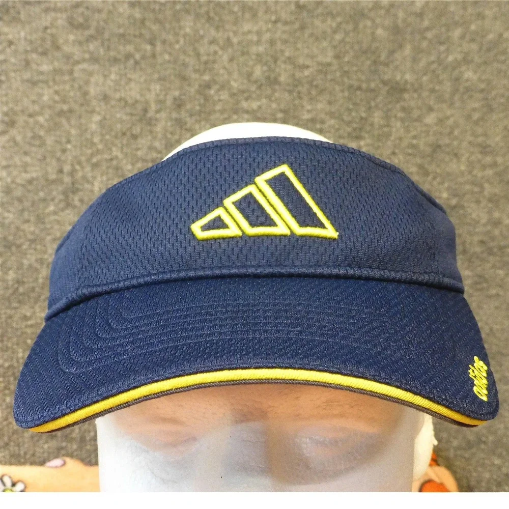 Adidas Climalite Visor Navy Blue Yellow Mesh Athletic Golf Adjustable Hat C153